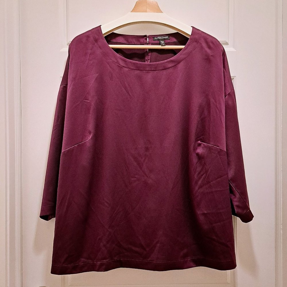 Eileen Fisher Purple Satin Top - Picture 2 of 7
